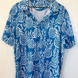 chubbies Blue & White Pineapple Polo Shirt